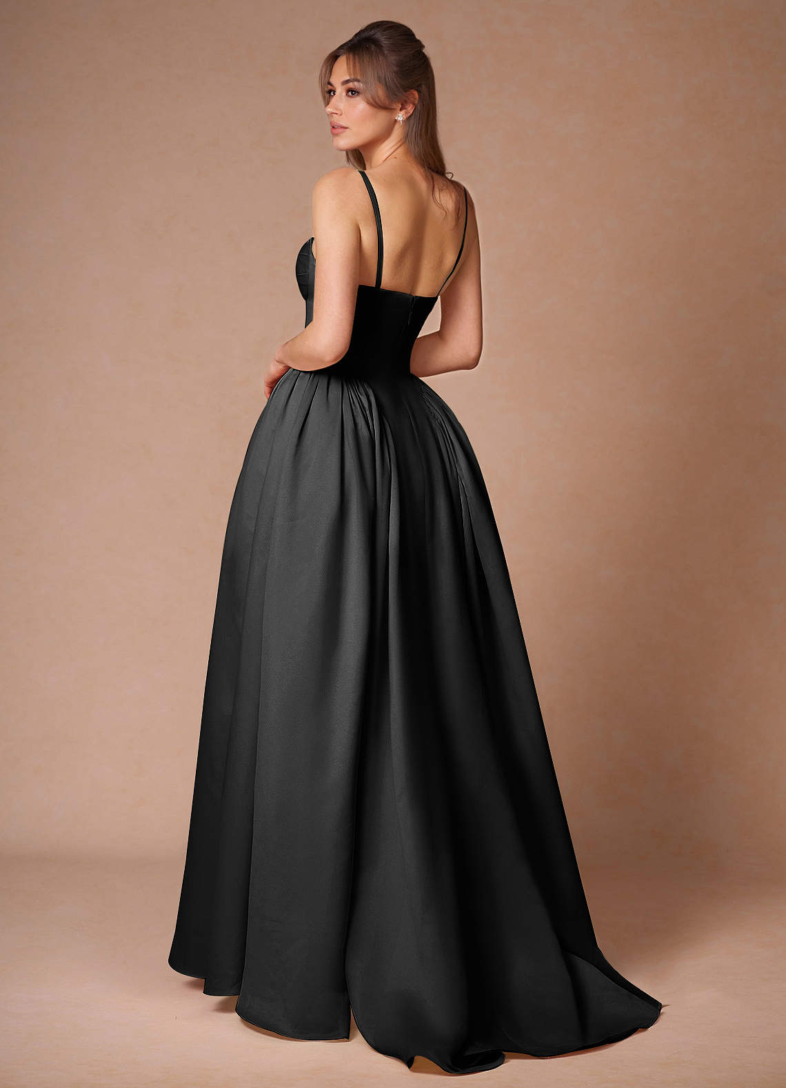 Relana Black Sleeveless Bandeau Ballgown