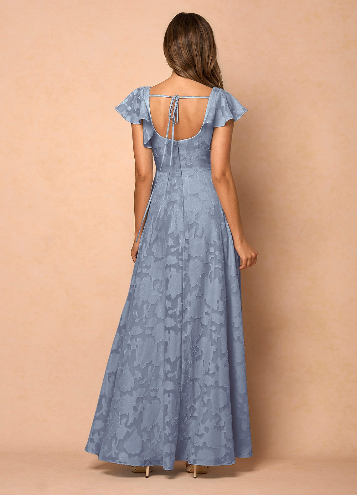 Anna Powder Blue Ruffled Maxi Dress
