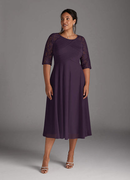 Plum A-Line Lace Dress