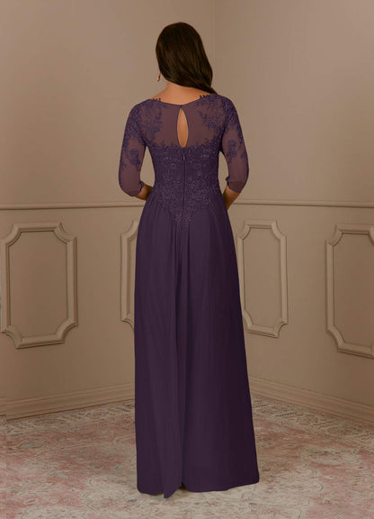 Plum A-Line Scoop lace Mesh Dress