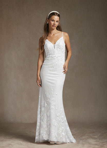 Diamond White Mermaid Sequins Tulle Dress