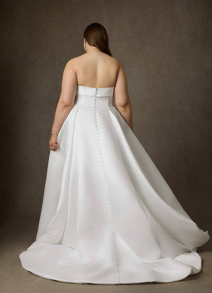 Diamond White A-Line Strapless Satin Dress