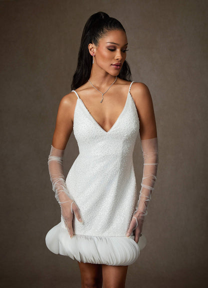 Diamond White Sheath Beading Dress