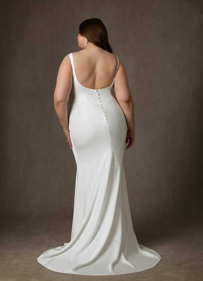 Diamond White Mermaid Crepe Back Satin Dress
