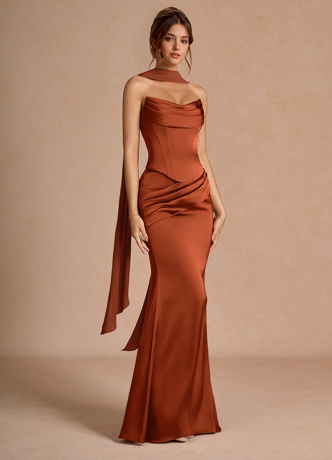 Sorrel Rust Corset Two-Piece Sets  Dress