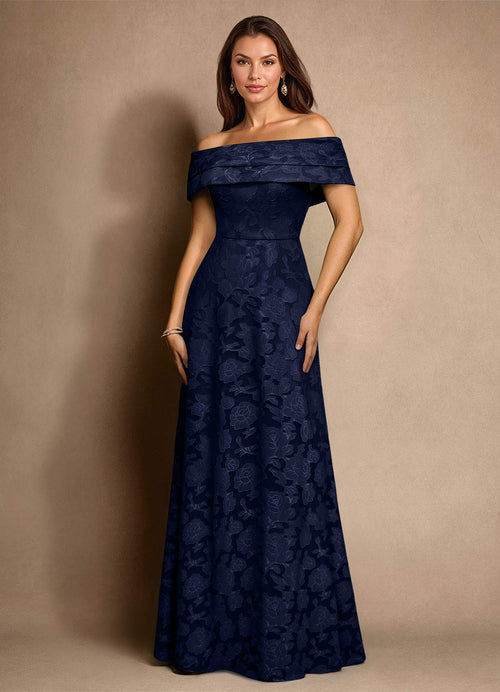 Dark Navy A-Line Pleated Floral Burnout Dress