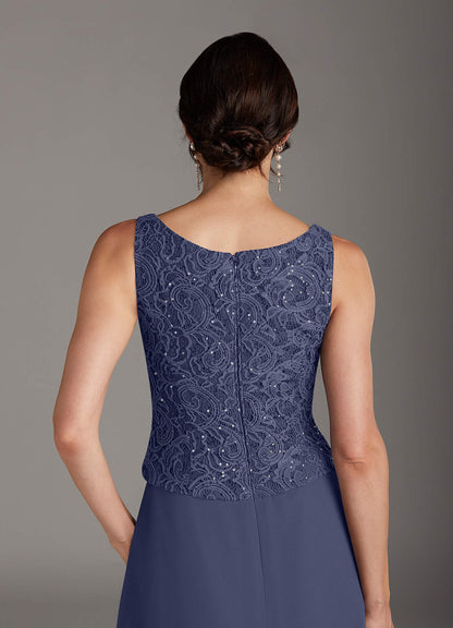 Stormy Sheath Square Neckline Sequins Chiffon Dress