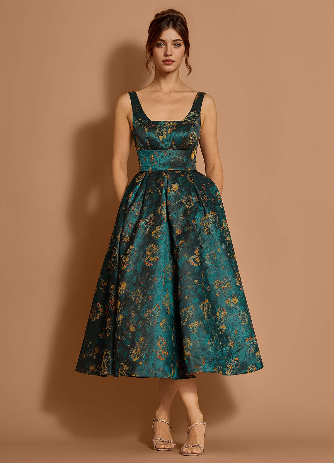 Jenna Deep Green Midi Dress