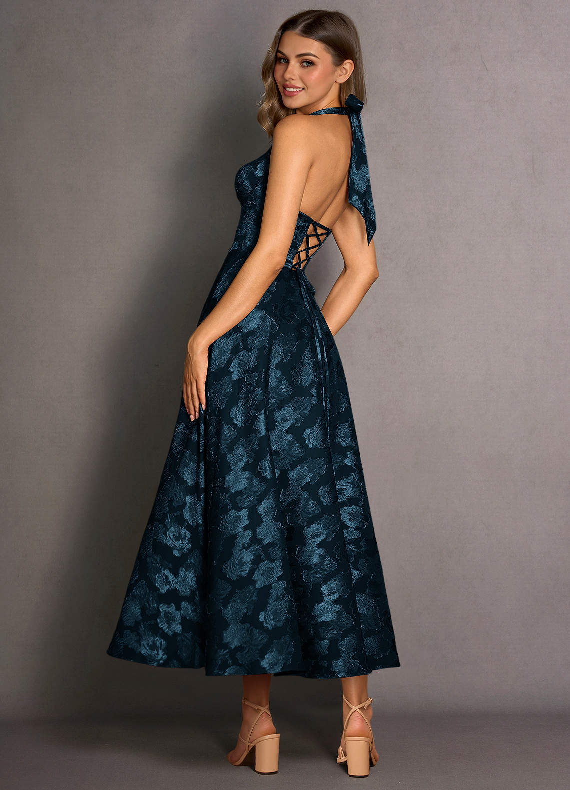 Isabeau Navy Midi Dress  Dress