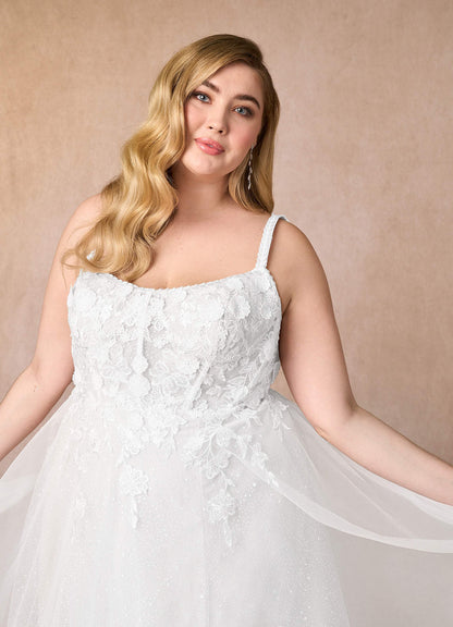 Diamond White A-Line Scoop Tulle Dress