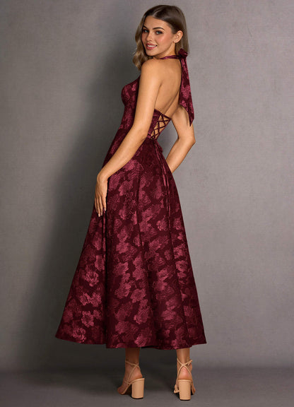 Isabeau Wine Midi Dress  Dress