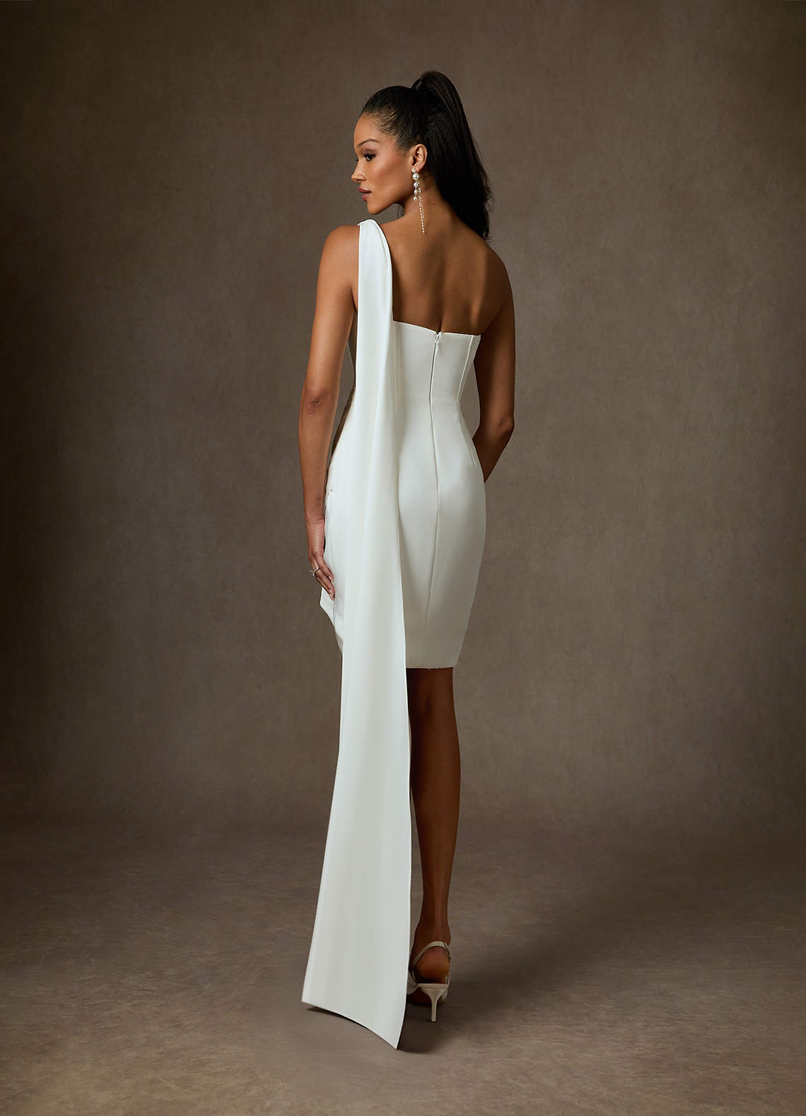 Diamond White Sheath Sweetheart Neckline Crepe Back Satin Dress