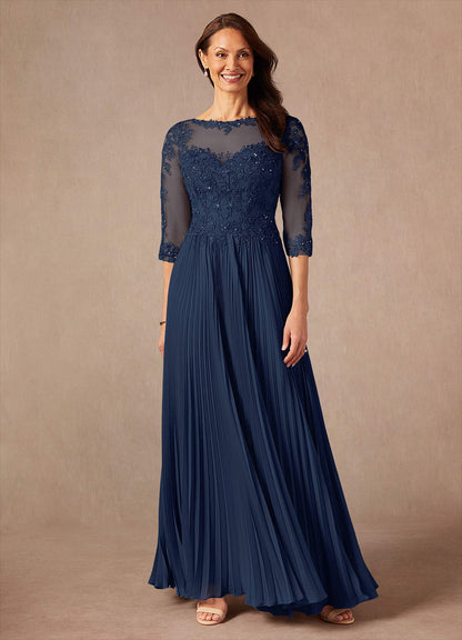 Dark Navy A-Line Sequins Chiffon Dress