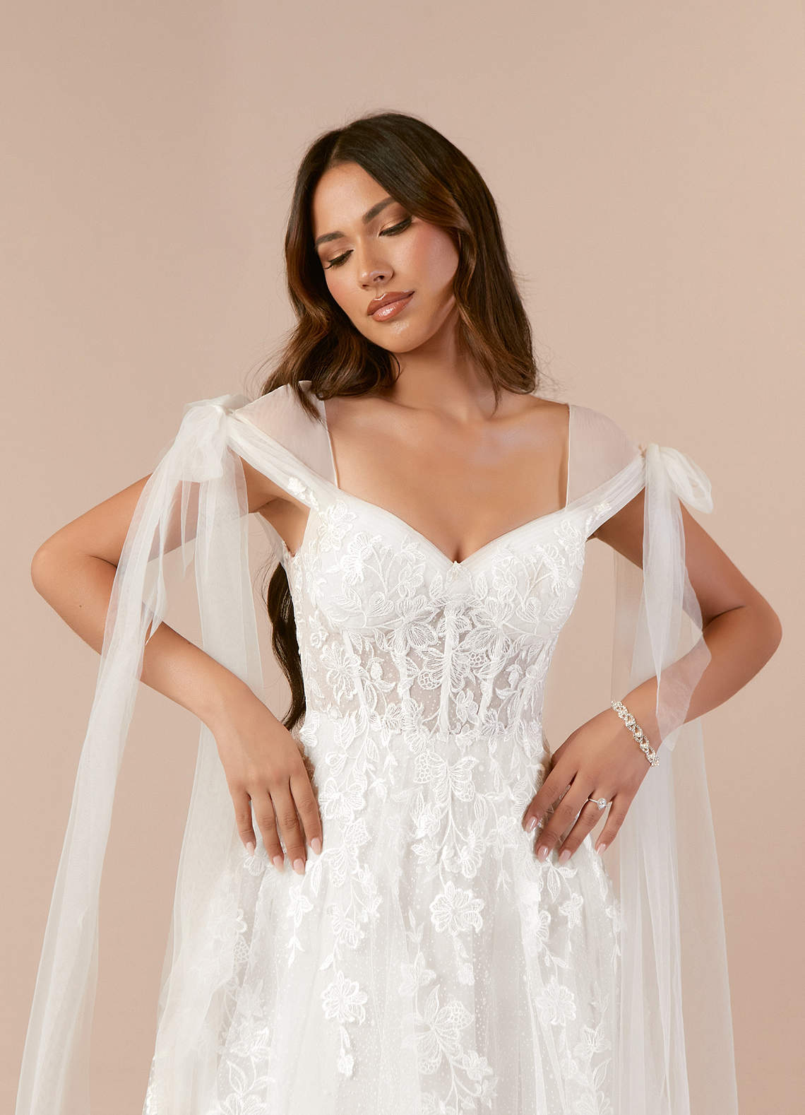 Diamond White A-Line Lace Tulle Dress