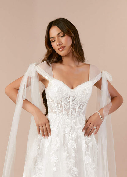 Diamond White A-Line Lace Tulle Dress