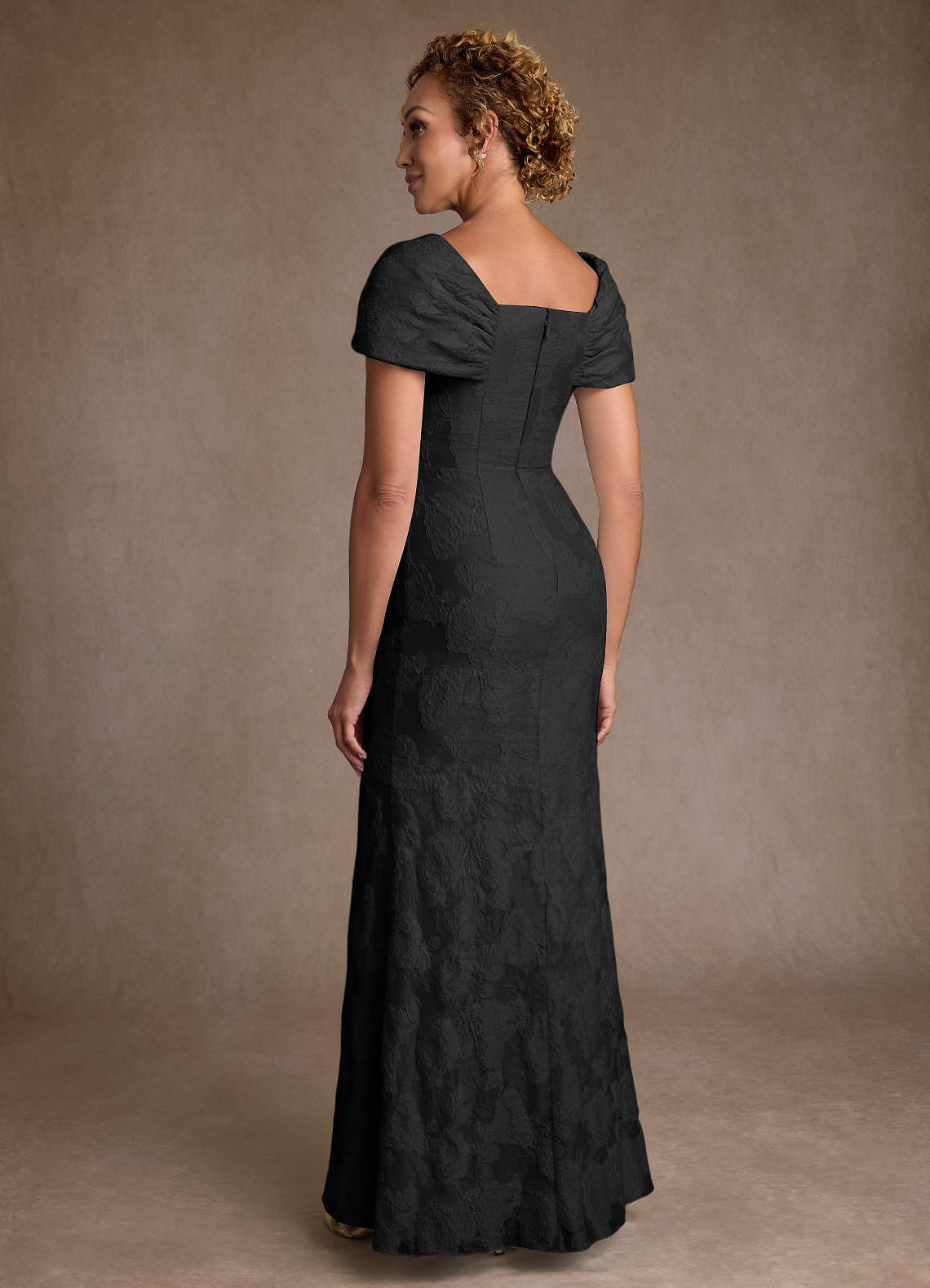 Black Jacquard Mermaid Off the Shoulder Floral Jacquard Dress