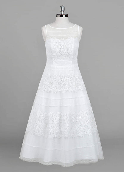 Diamond White A-Line Sweetheart Lace Tulle Dress