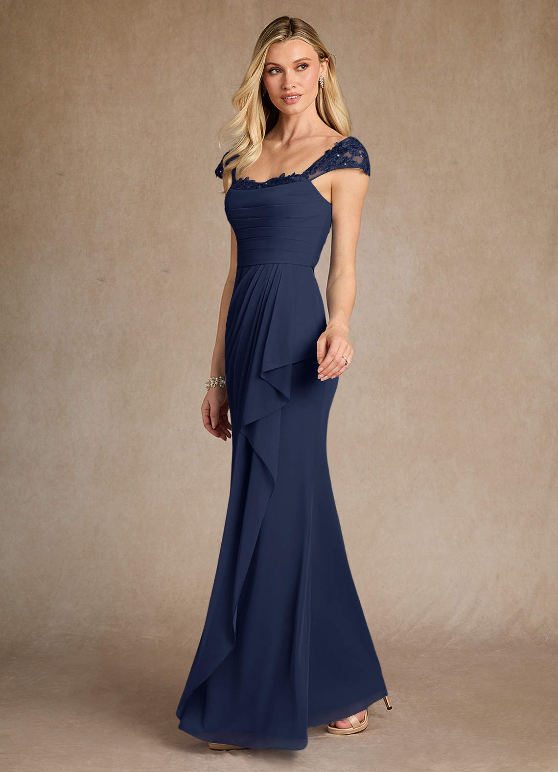 Dark Navy Sheath Lace Mesh Dress