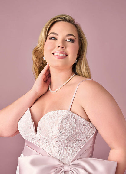 Diamond White Ballerina Pink Sheath Lace Mikado Dress Diamond White/Ballerina Pink