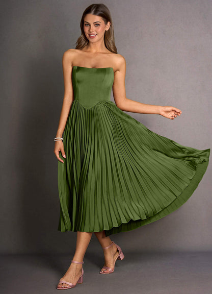Celene Olive Green Midi Dress