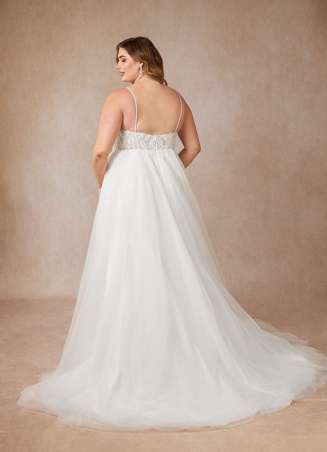 Diamond White A-Line V-Neck Sequins Tulle Dress