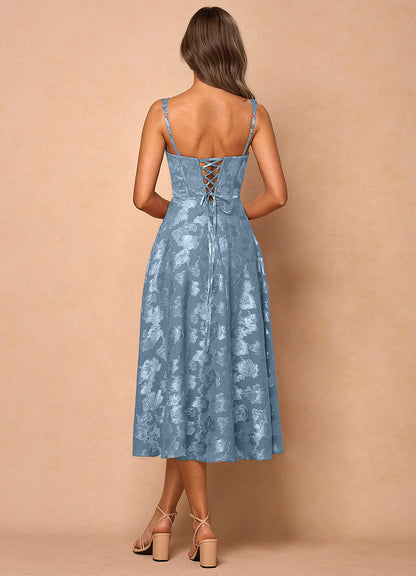 Sylvie Dusty Blue Midi Dress  Dress