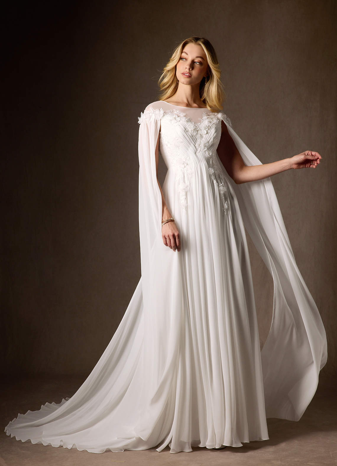 Diamond White A-Line Scoop Chiffon Dress