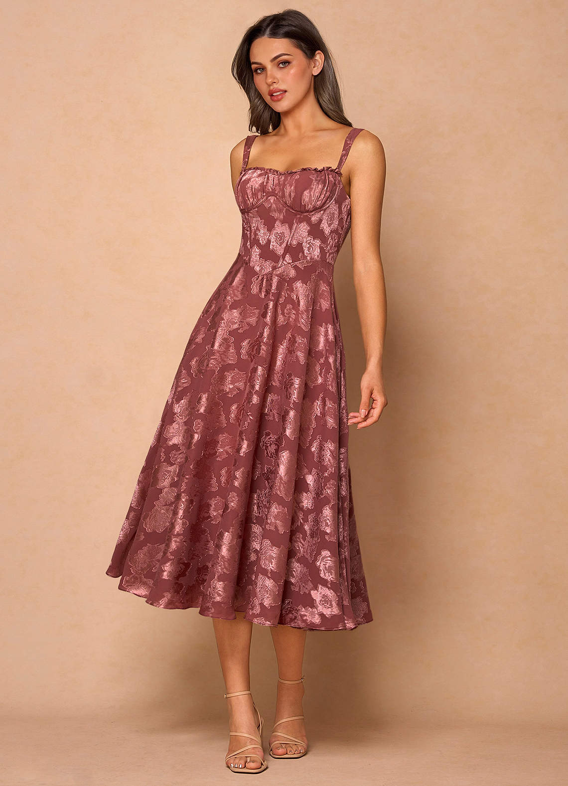 Sylvie Vintage Rose Midi Dress  Dress