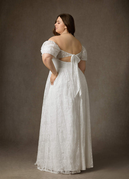 Diamond White A-Line Sweetheart Neckline Lace Dress
