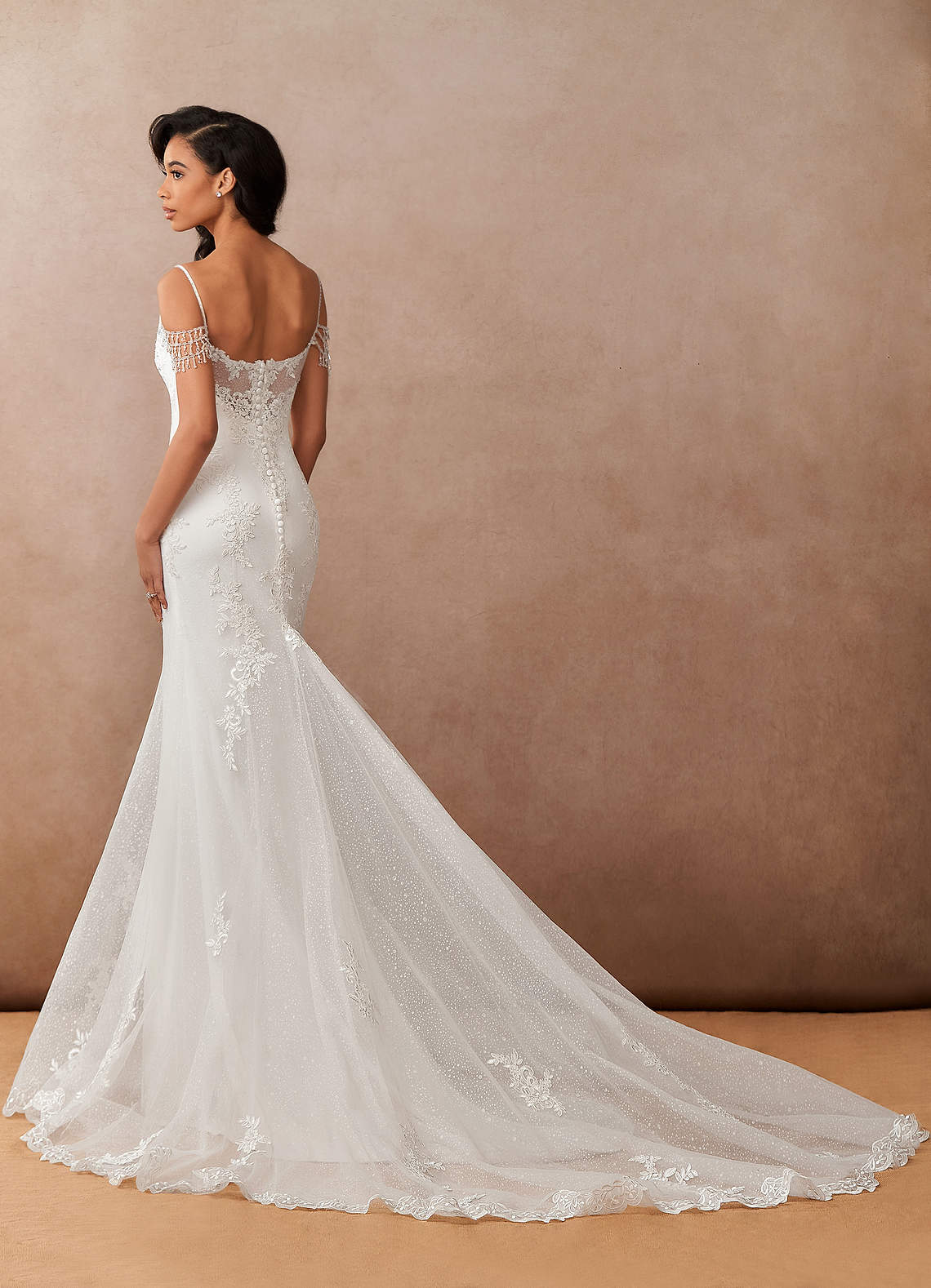 Diamond White Mermaid Sequins Tulle Dress