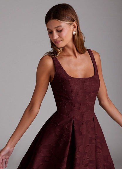 Amalie Wine A-Line Midi Dress