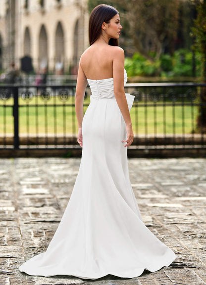 Elowen White Sculpted Strapless Ruffle Prom Dress