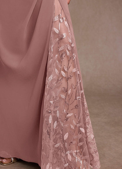 Dusty Rose Mermaid Sequins Chiffon Dress