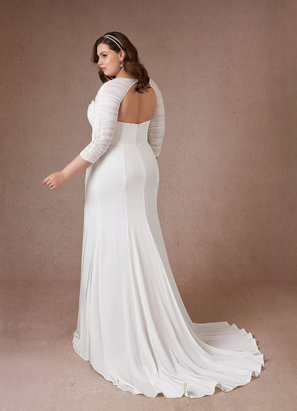 Diamond White Mermaid Strapless Crepe Back Satin Dress