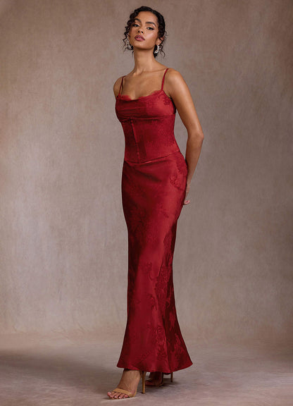 Fara Crimson Two Piece Dress