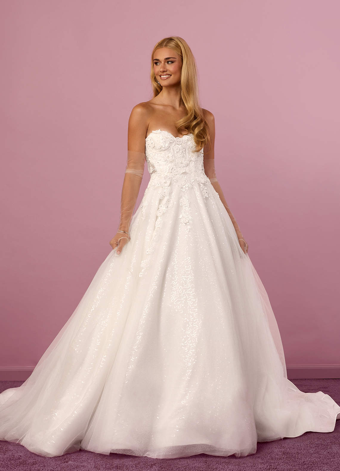 Diamond White Ball-Gown Lace Tulle Dress Diamond White