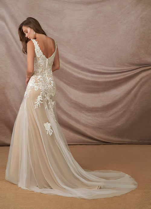 Diamond White Nude Sheath Sequins Tulle Dress