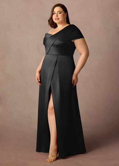 Black A-Line Pleated Mikado Dress