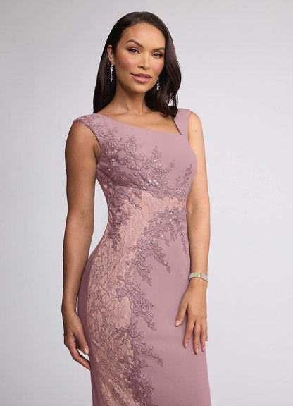Dusty Rose Mermaid Sequins Lace Dress