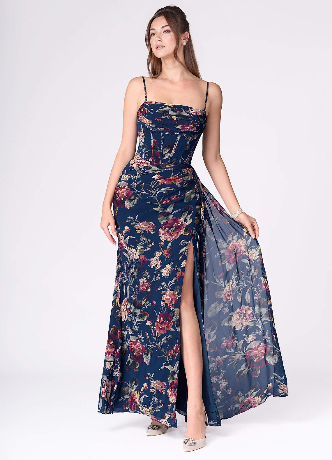 Aurra Navy Multi Maxi Dress