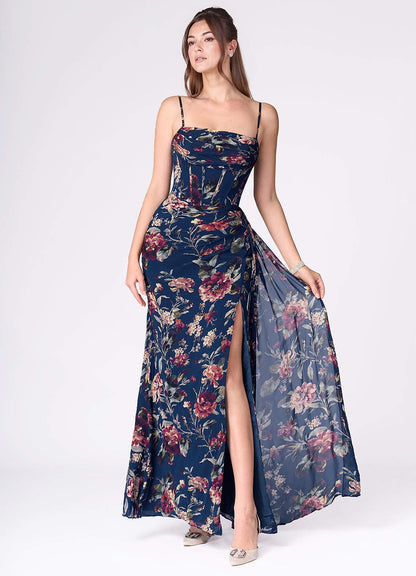 Aurra Navy Multi Maxi Dress