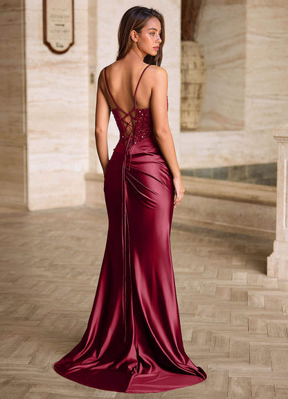 Starlit Burgundy Cowl Neck Prom Dress  Dress