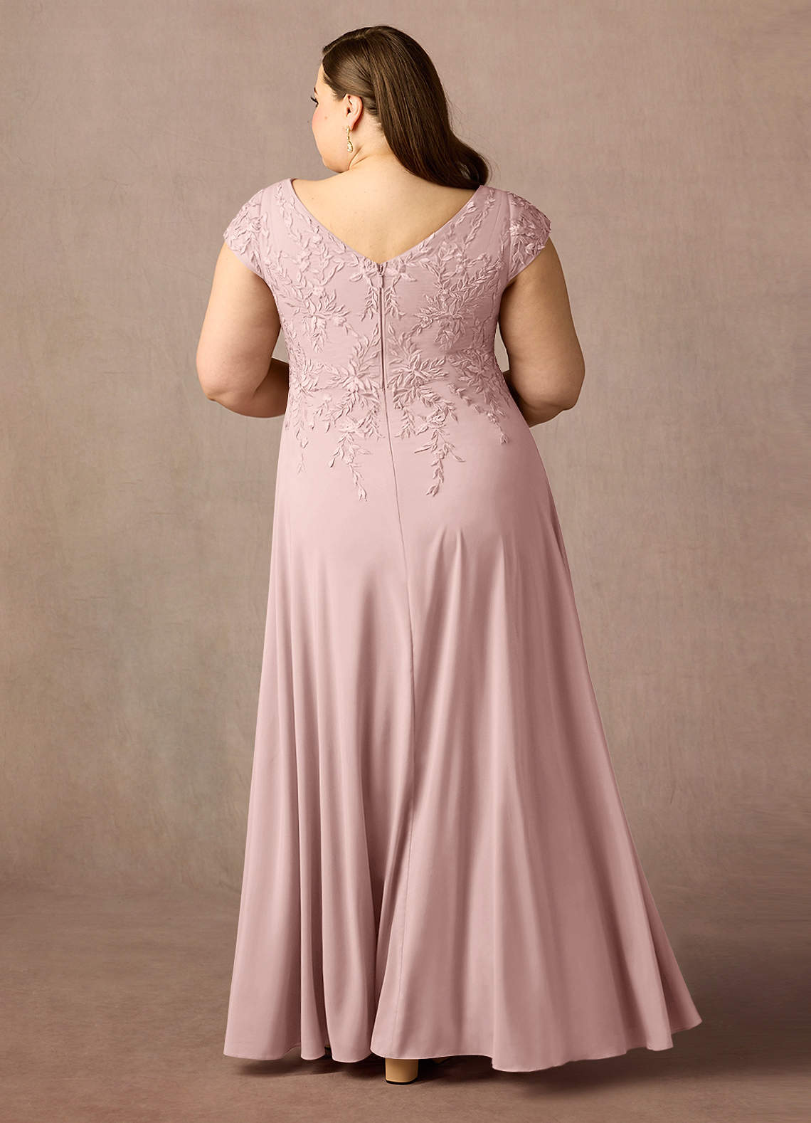 Dusty Rose A-Line Lace Dress