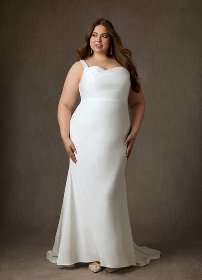 Diamond White Mermaid Crepe Back Satin Dress