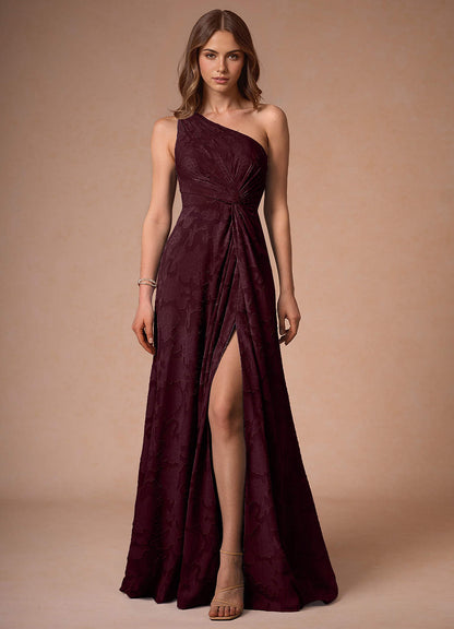 Hermosa Wine One Shoulder Maxi Dress  Dress