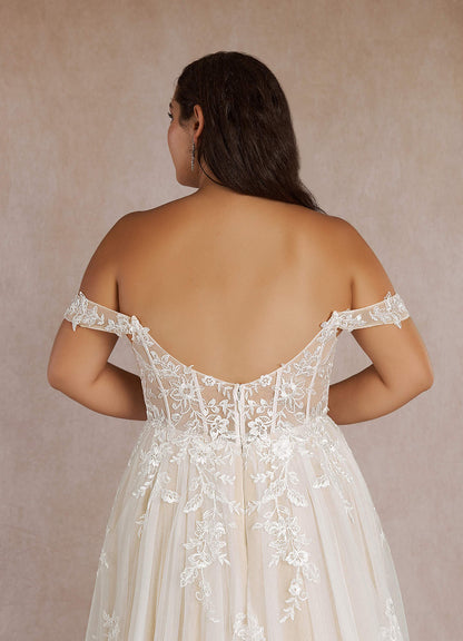 Diamond White Champagne A-Line Sequins Tulle Dress
