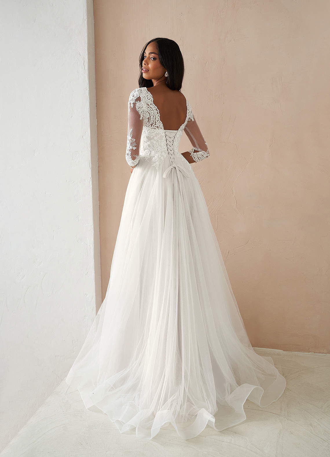 Diamond White A-Line Lace Tulle Dress