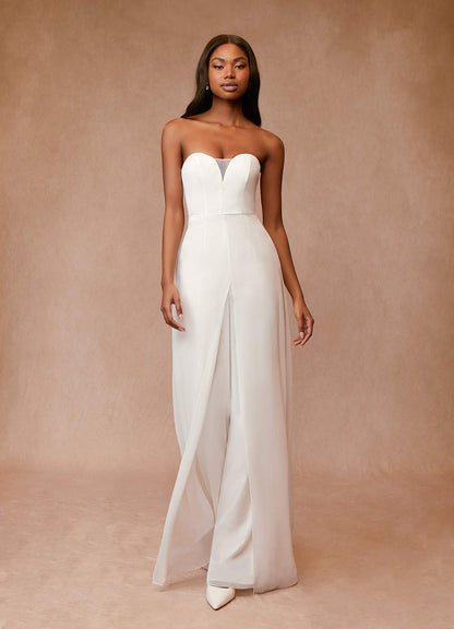 Diamond White Pant Styles Strapless Chiffon Dress