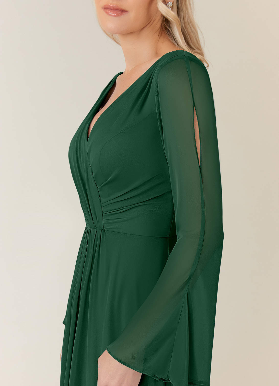 Dark Green A-Line Pleated Mesh Dress