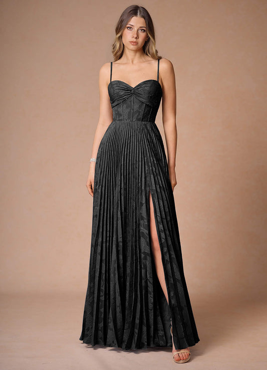 Akiko Black Pleated Maxi Dress